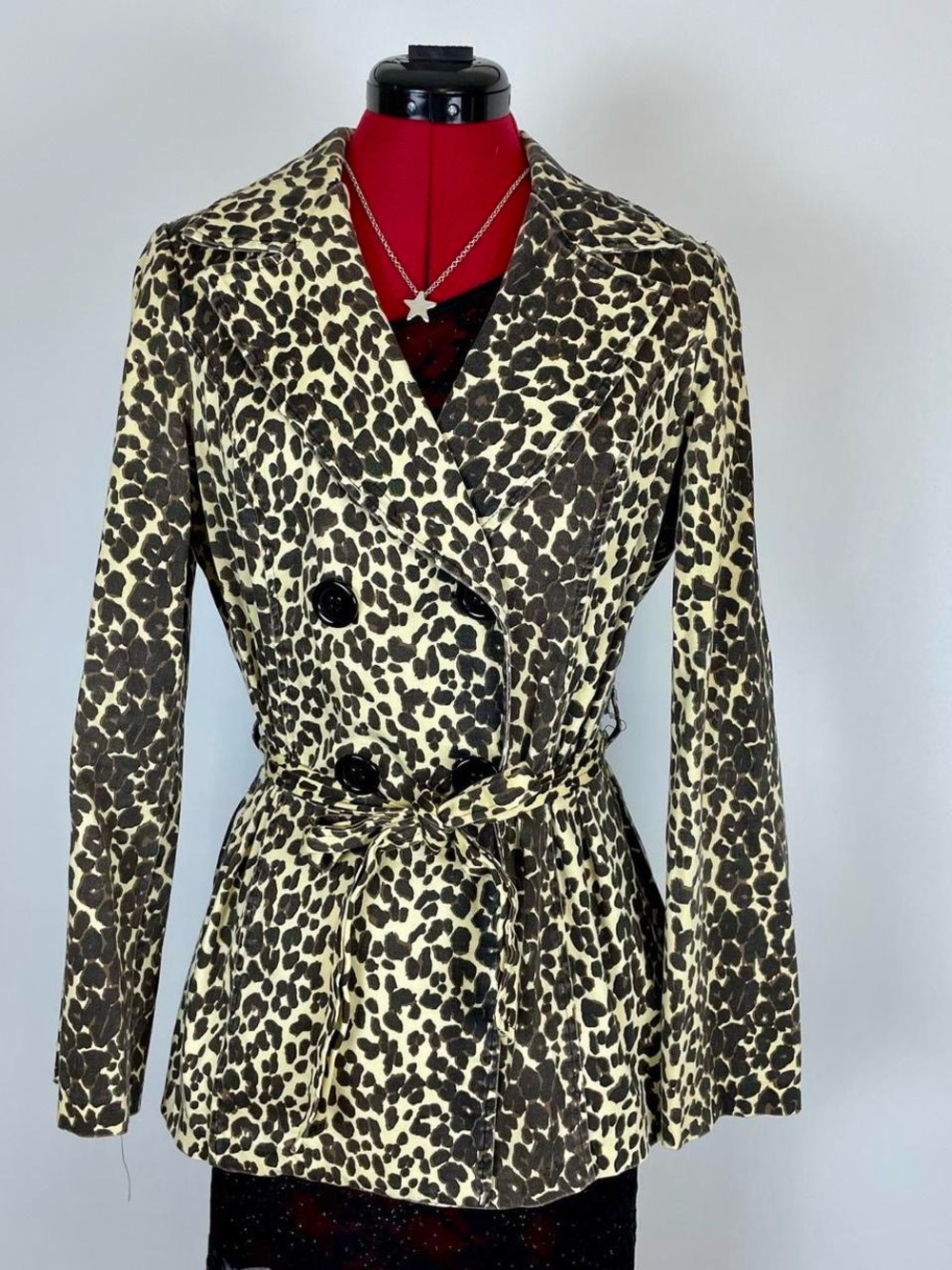 90s Vintage Leopard Print Tie-Waist Jacket